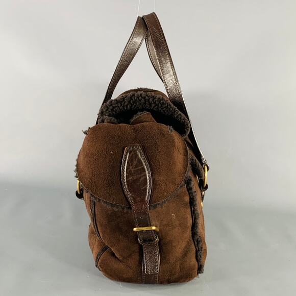 YVES SAINT LAURENT Brown Shearling Leather Shoulder Handbag - Picture 3 of 11